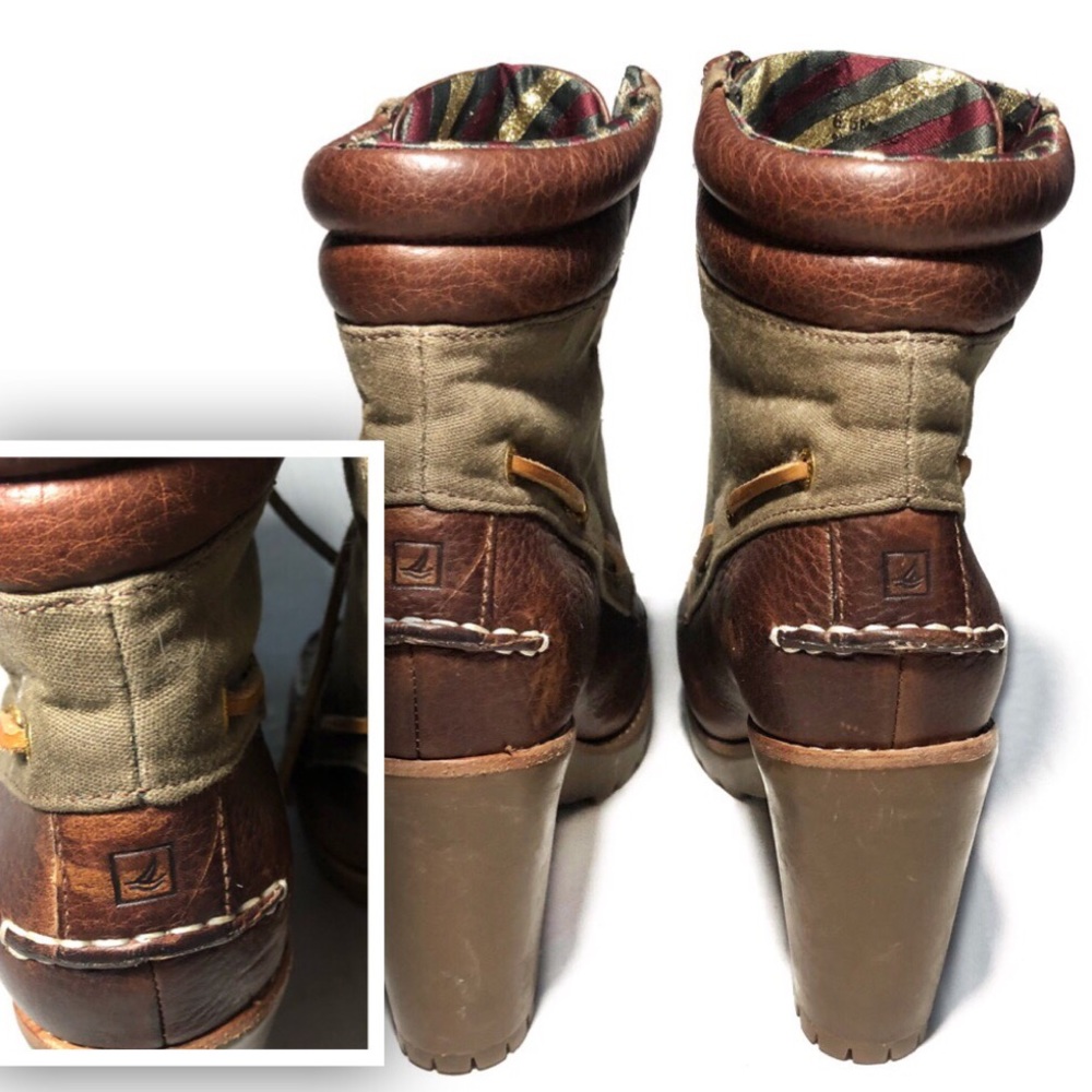 Sperry Topsider Trinity Heel Boots • Brown & Olive - Picture 8 of 8